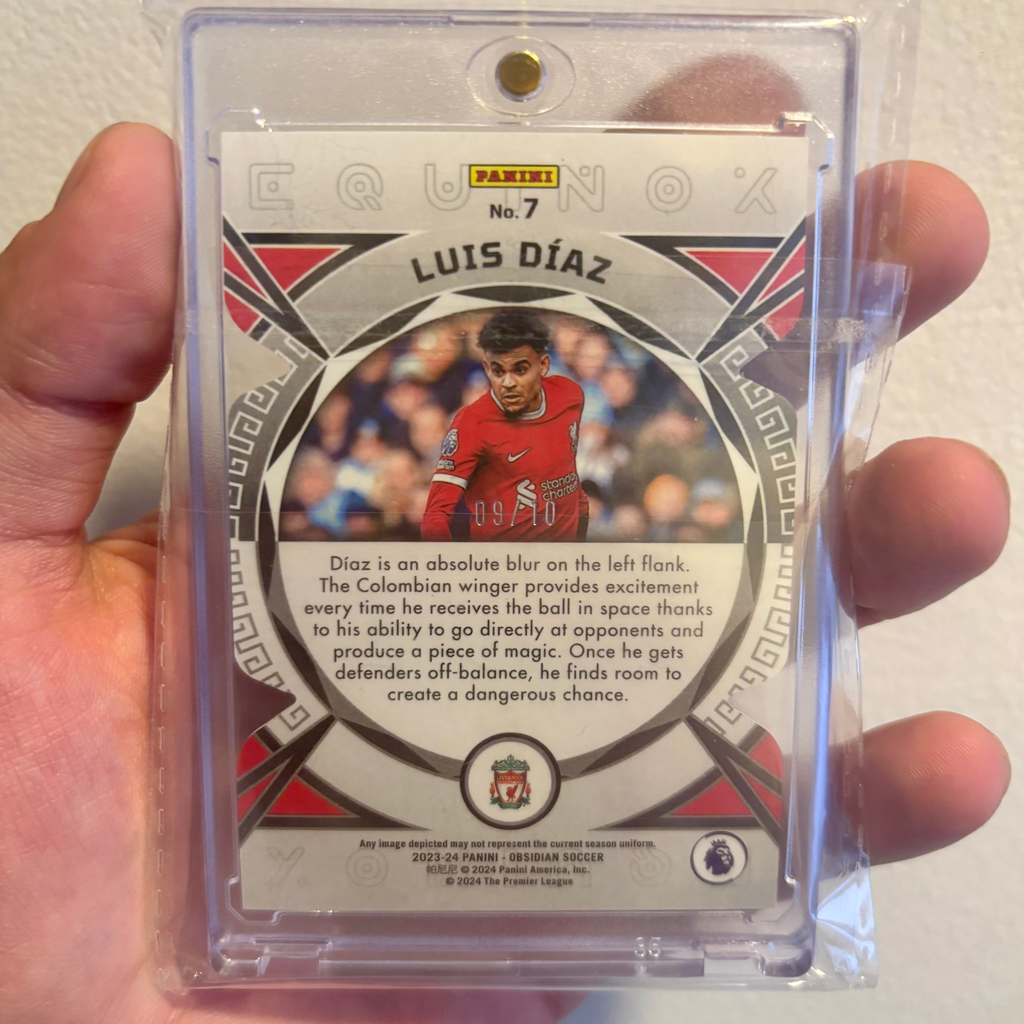 Luis Díaz #7 Yellow Electric Etch 9/10 – Panini Obsidian 2023-24
